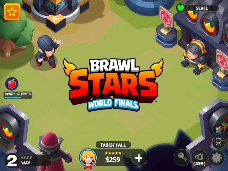 Intense moment from a Brawl Stars World Finals 2025 Day 2 match showing players concentrating
