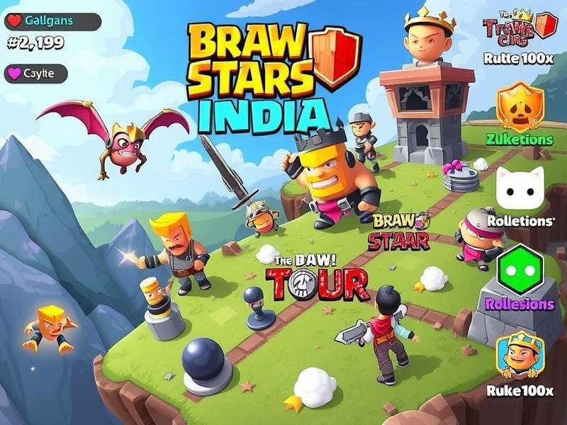 Brawl Stars India - Indian players competing in Brawl Stars arena with gold and orange theme